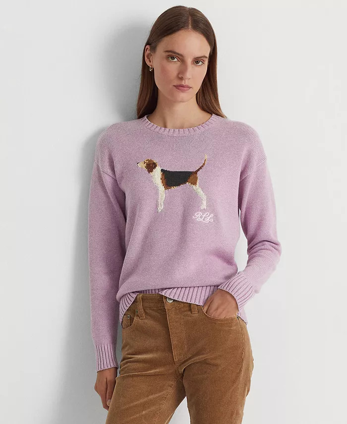 Lauren Ralph Lauren Intarsia-Knit Cotton Sweater & Reviews - Sweaters - Women - Macy's | Macys (US)