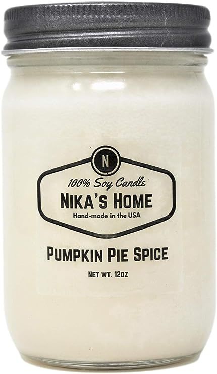 Nika's Home Pumpkin Pie Spice Soy Candle - 12oz Mason Jar | Amazon (US)