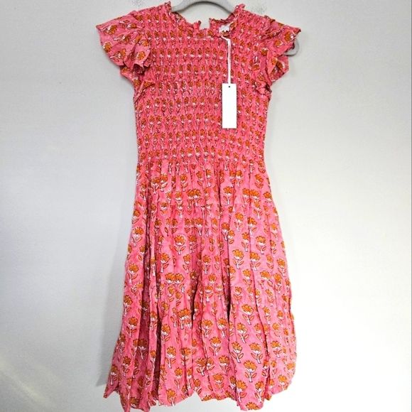 NWT J. Marie Elena smocked top pink floral tiered mini dress size XS | Poshmark