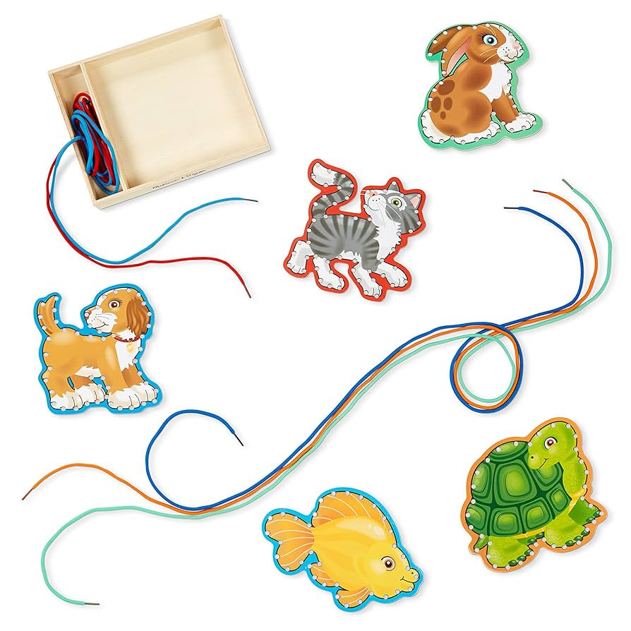 Melissa & Doug Lace and Trace Activity Set: Pets - 5 Wooden Panels and 5 Matching Laces | Amazon (US)