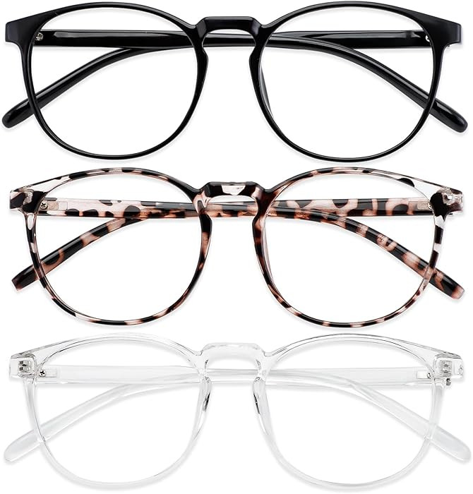 Przene 3 Pack Blue Light Blocking Glasses Women/Men,Retro Round Computer Glasses Anti Eye Strain/... | Amazon (US)