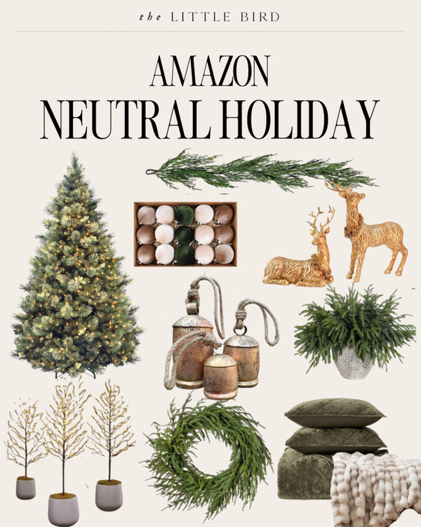 Neutral holiday decor from Amazon is perfect for a timeless, elegant look this season.