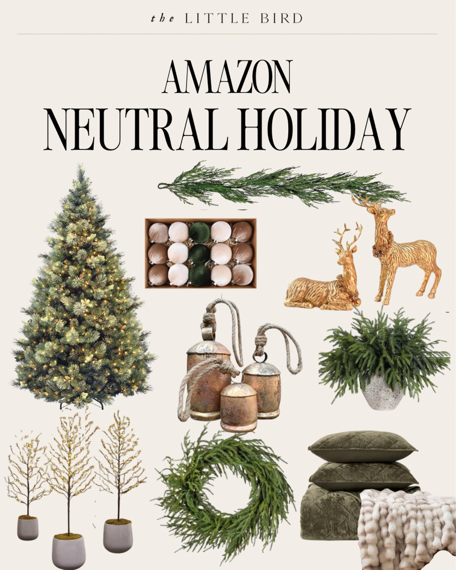 Neutral holiday decor from Amazon is perfect for a timeless, elegant look this season.