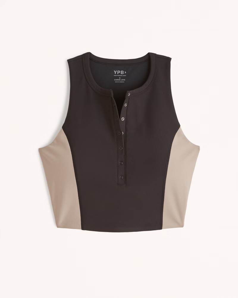 YPB sculptLUX Curve Love Plunge Henley Slim Tank | Abercrombie & Fitch (US)