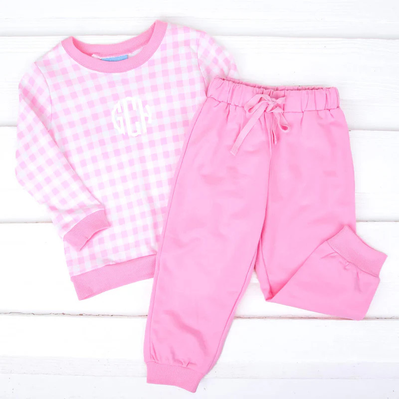 Pink Gingham Jogger Set | Classic Whimsy