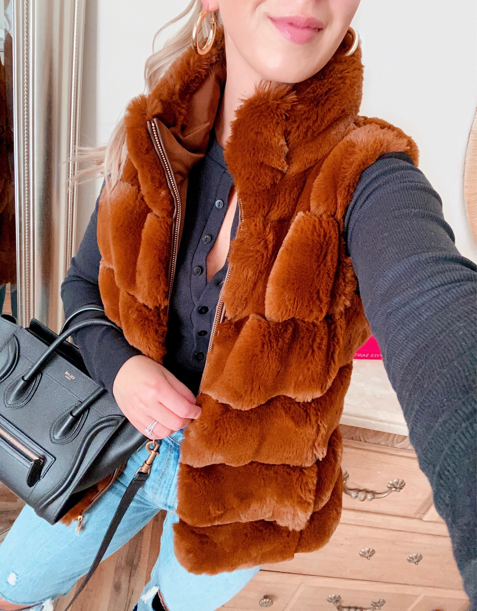 Reversible Faux Shearling Work Vest『M』