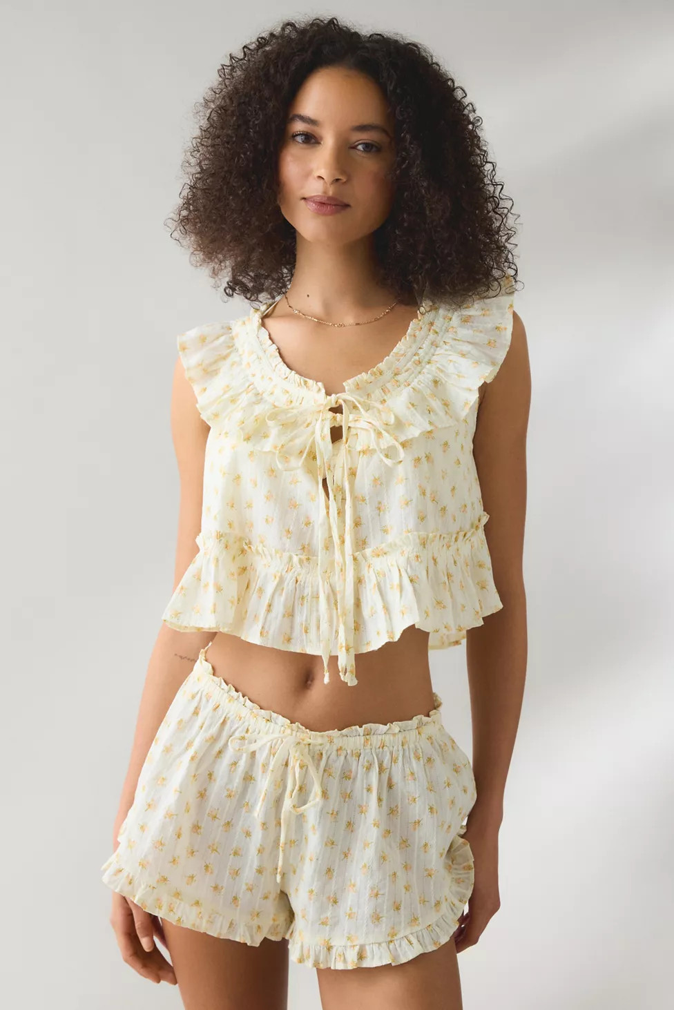 Out From Under Love Letters Ruffle Babydoll Top + Micro Short PJ Set | Urban Outfitters (US and RoW)