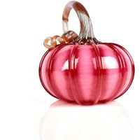 Pink Striped Glass Pumpkin Hand Blown Fall Decor | Etsy (US)