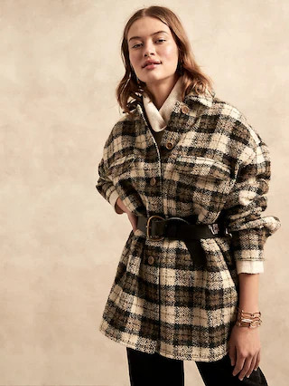 Oversized Italian Bouclé Shirt Jacket | Banana Republic (US)