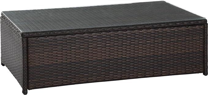 Crosley Furniture Palm Harbor Outdoor Wicker Table with Glass Top, Brown | Amazon (US)