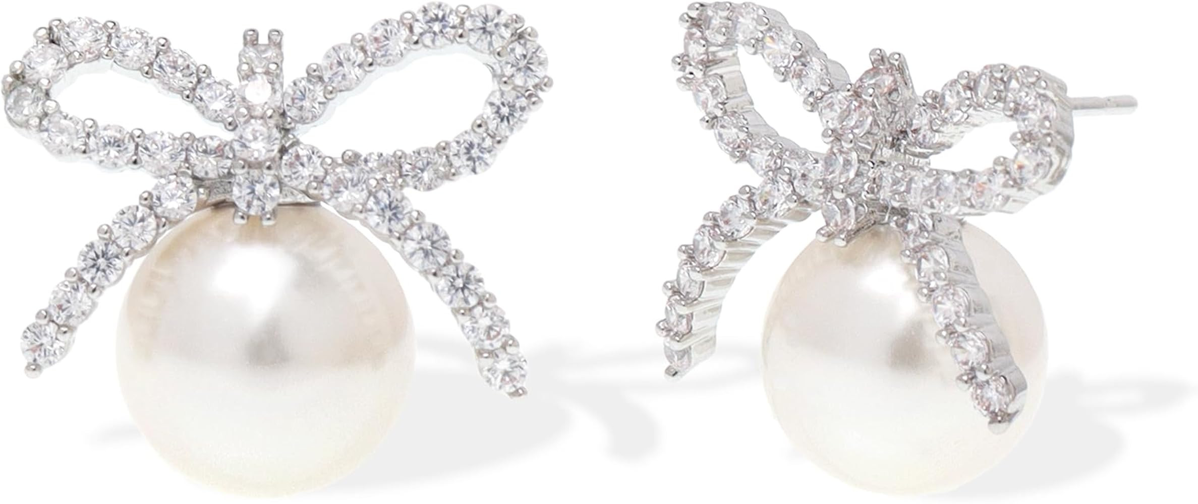 Jean Beau Aretes de perlas para mujer, perlas delicadas de Navidad, circonita cúbica, aretes de ... | Amazon (US)