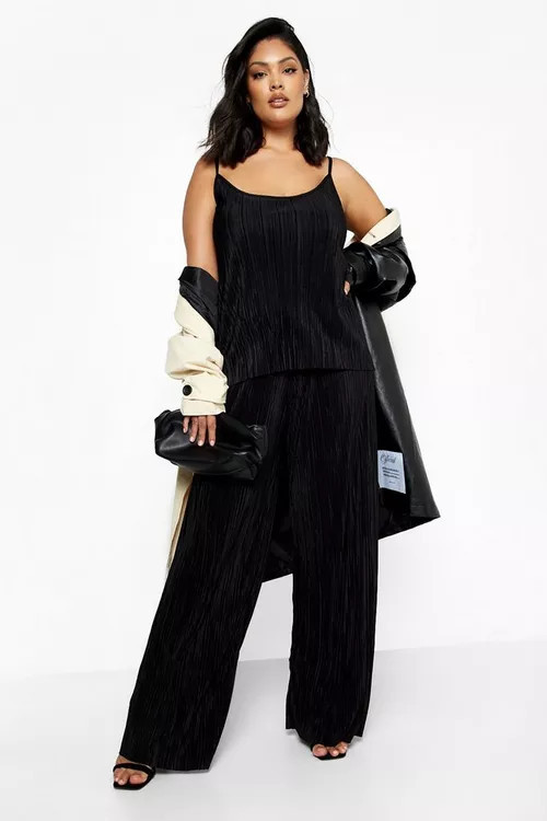 Plus Plisse Cami And Wide Leg Co-ord | Boohoo.com (US & CA)