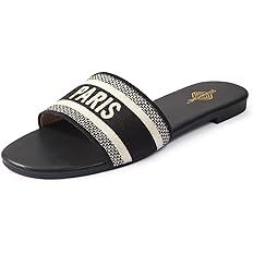 STUNAHOME Womens Flat Sandals Braided Fashion Open Toe Woven Slip On Slides Casual Beach Sandals ... | Amazon (US)