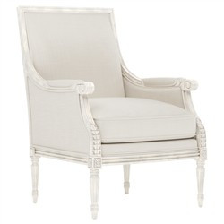 Juliette Fog Performance Vintage White Bergere Chair | Kathy Kuo Home