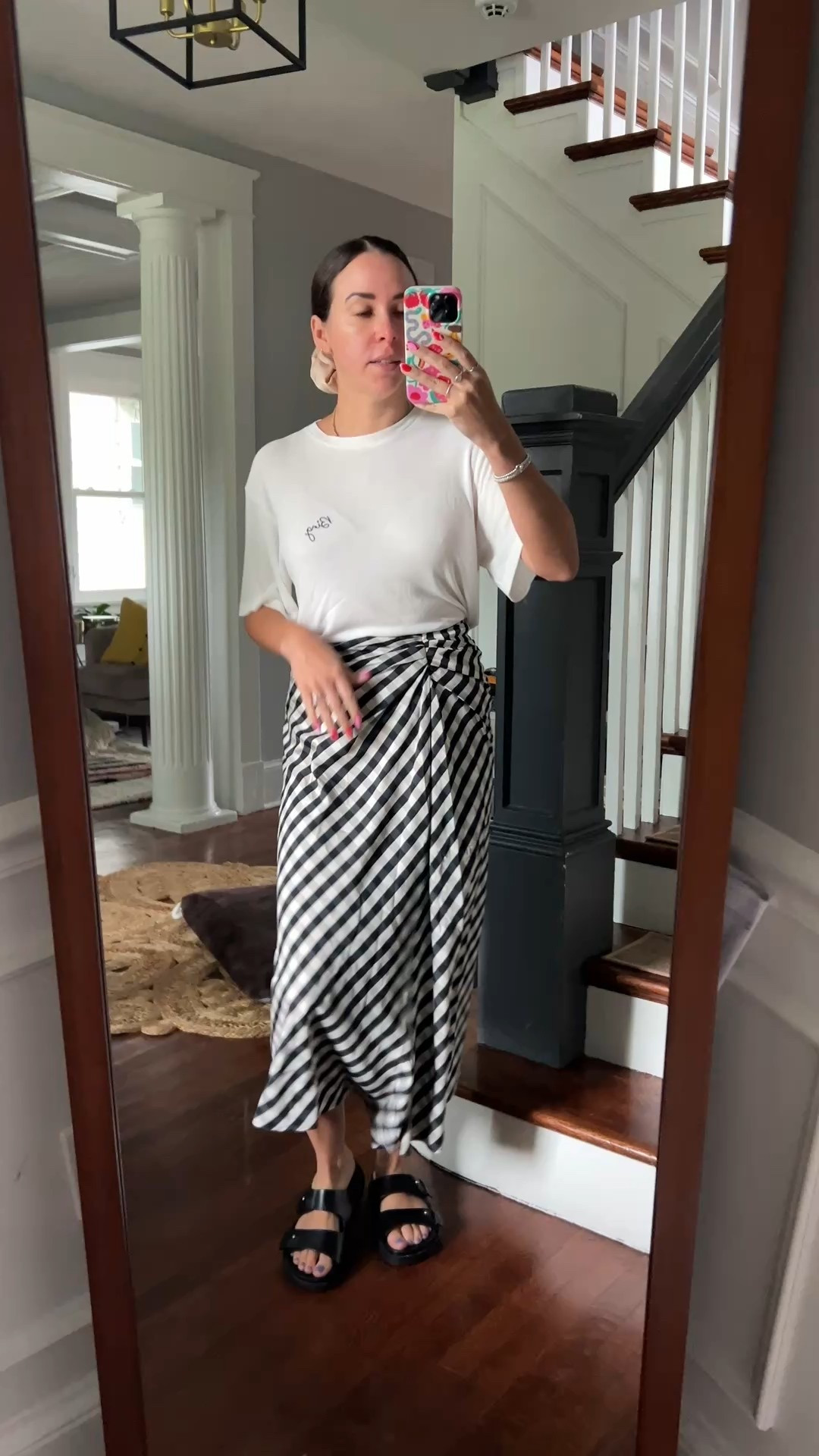 Gingham. Gingham skirt. Midi skirt. White tee. Leather slides. Black slides. Jenni Kayne. Anine Bing. 

#LTKSummerEdit #LTKStyleTip #LTKSaleAlert