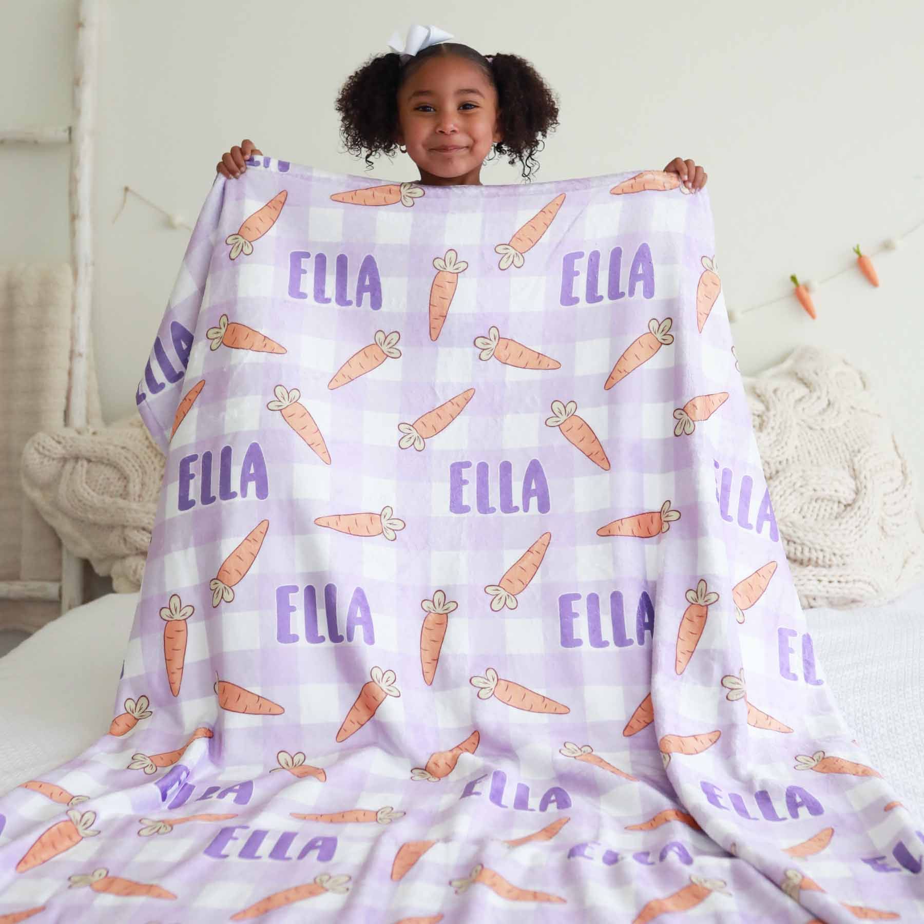Purple Gingham Personalized Kids Blanket | Caden Lane