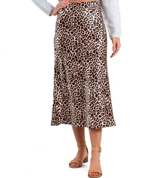 Tres Bien Leopard Print Midi Skirt for Women in Taupe | Glik's