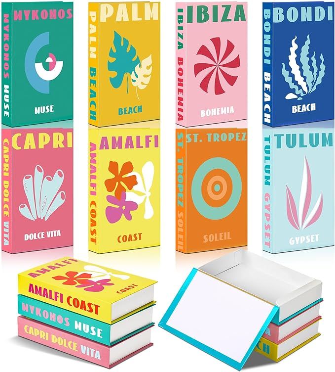 8 Pcs Preppy Room Decor Foldable Fake Decorative Books Set Aesthetic Travel Resort Theme Coffee T... | Amazon (US)