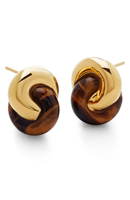 Monica Vinader x Kate Young Tiger's Eye Link Stud Earrings in 18K Gold Vermeil at Nordstrom | Nordstrom