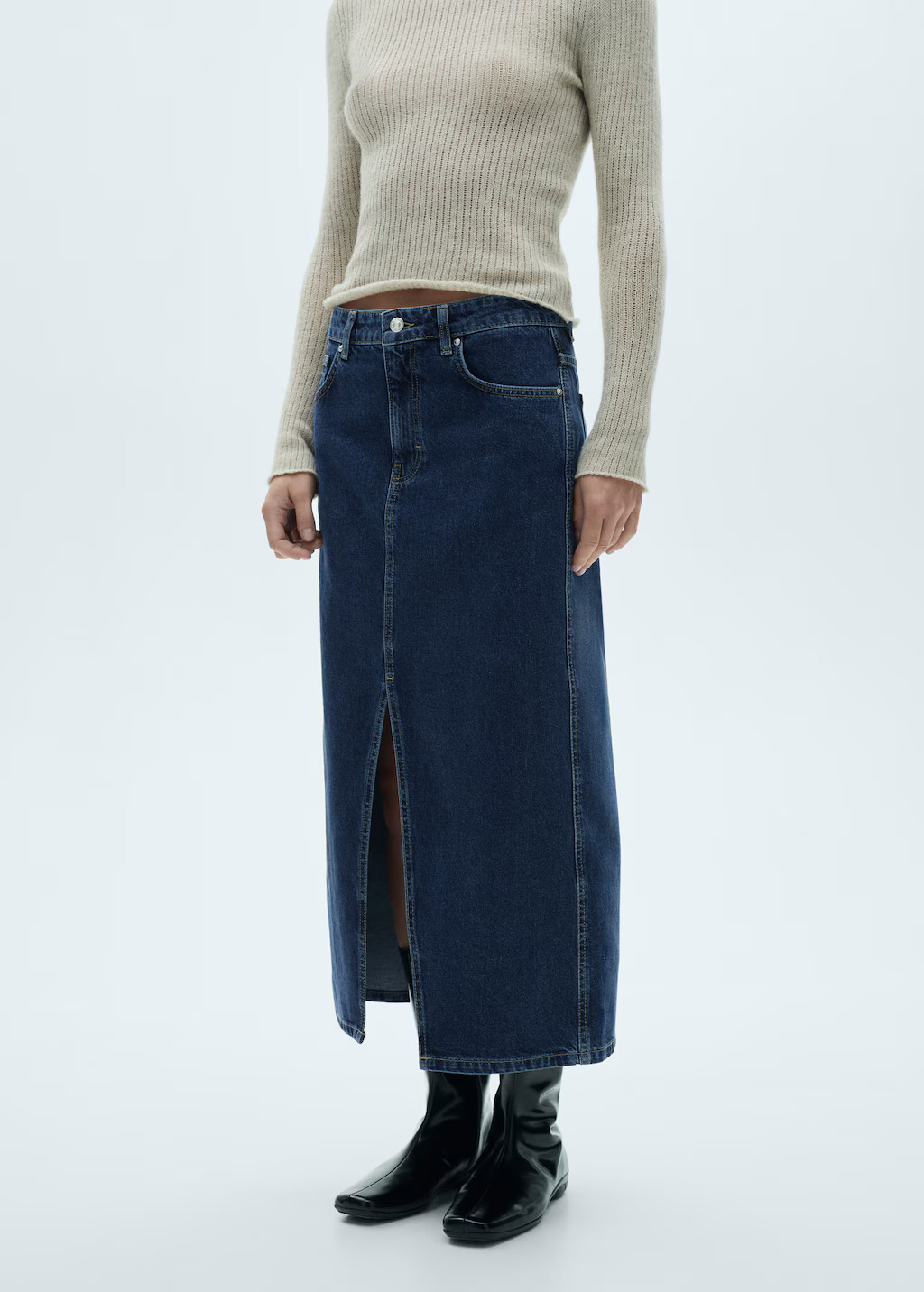 Denim midi-skirt - Women | MANGO United Kingdom | MANGO (UK)