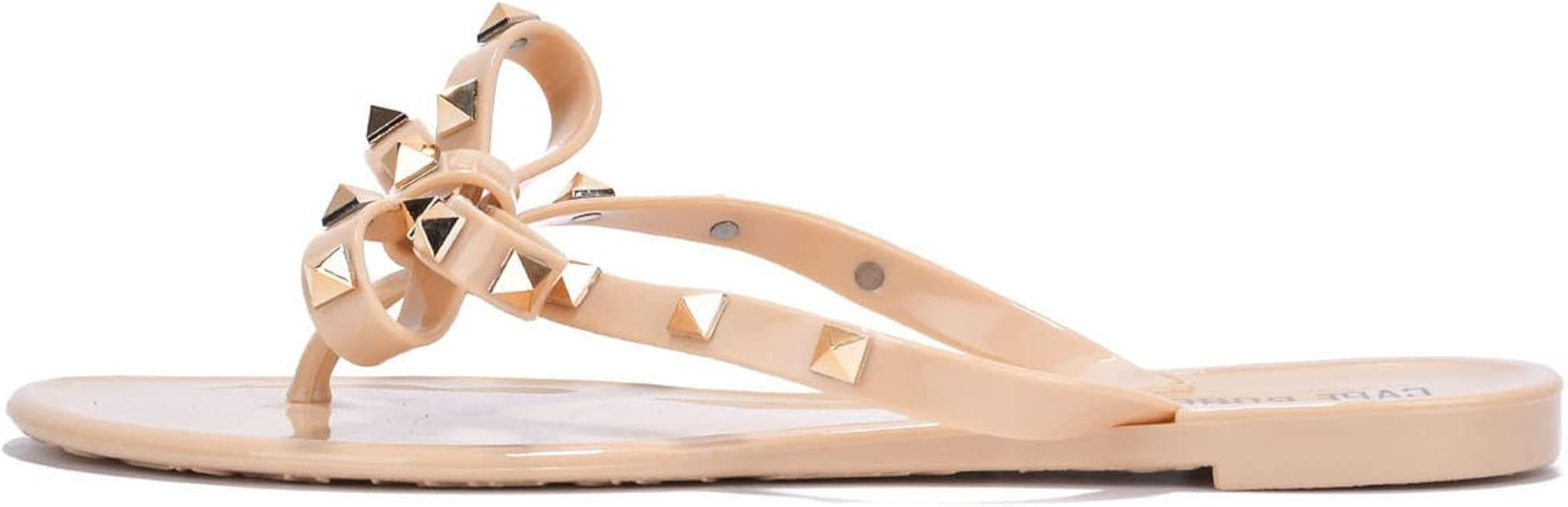 Cape Robbin Christa Womens Studded Jelly Flip Flops with Bow, Open Round Toe Sandals for Women | Amazon (US)