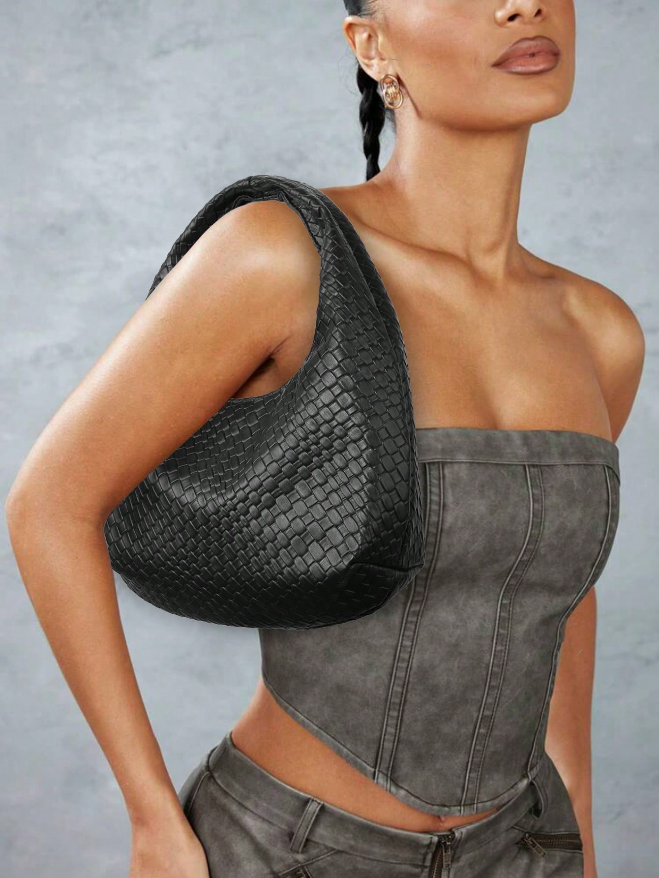 1pc Women Retro Minimalist Casual Faux Woven Leather Anchorage Red Shoulder/Underarm Bag, Suitabl... | SHEIN