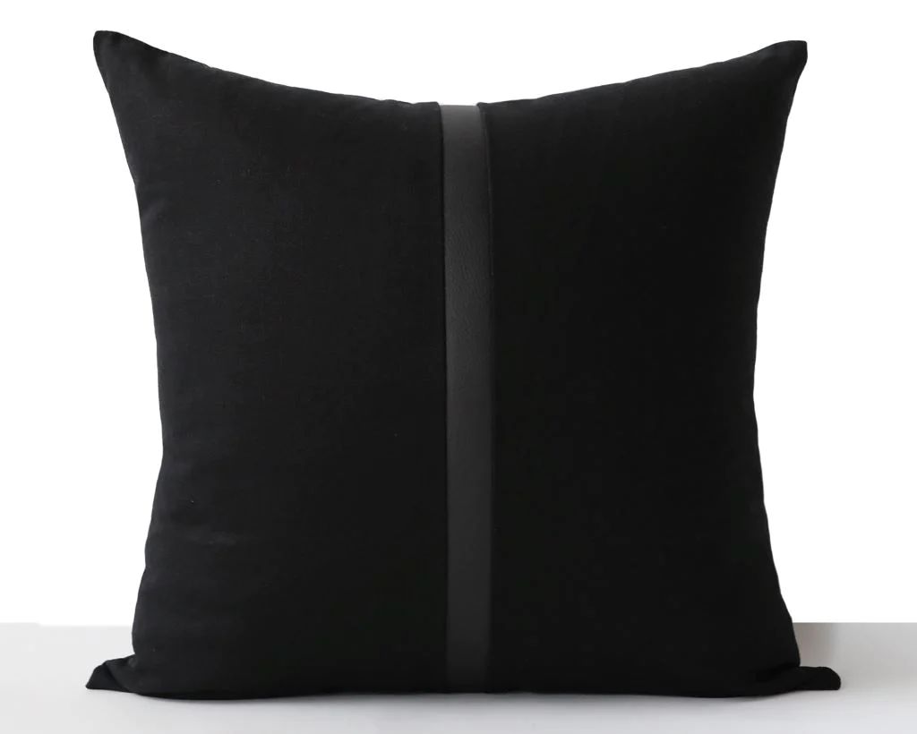 Linen and Faux Leather Pillow Cover | Coterie, Brooklyn