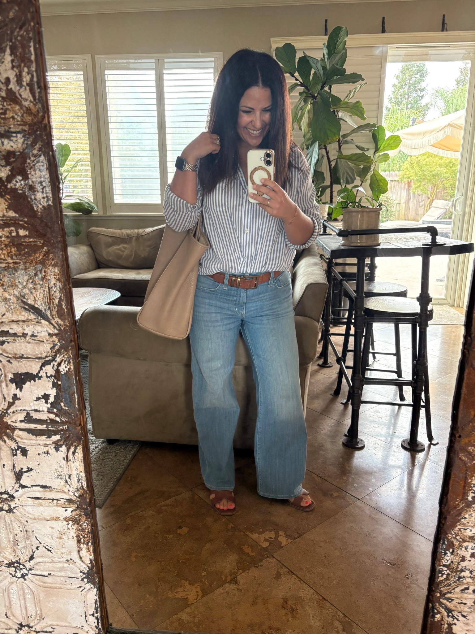 How is it only Tuesday!?! This teacher is tired! Basic stripped button down and my favorite petite friendly wide leg jeans belted for an easy, preppy work wear look. 

Teacher style


#LTKPetite #LTKOver40 #LTKWorkwear
