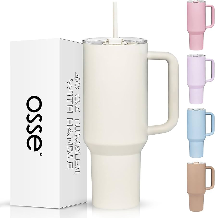 osse 40oz Tumbler with Handle and Straw Lid | Double Wall Vacuum Reusable Stainless Steel Insulat... | Amazon (US)