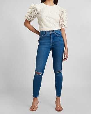 Lace Ruffle Sleeve Top | Express