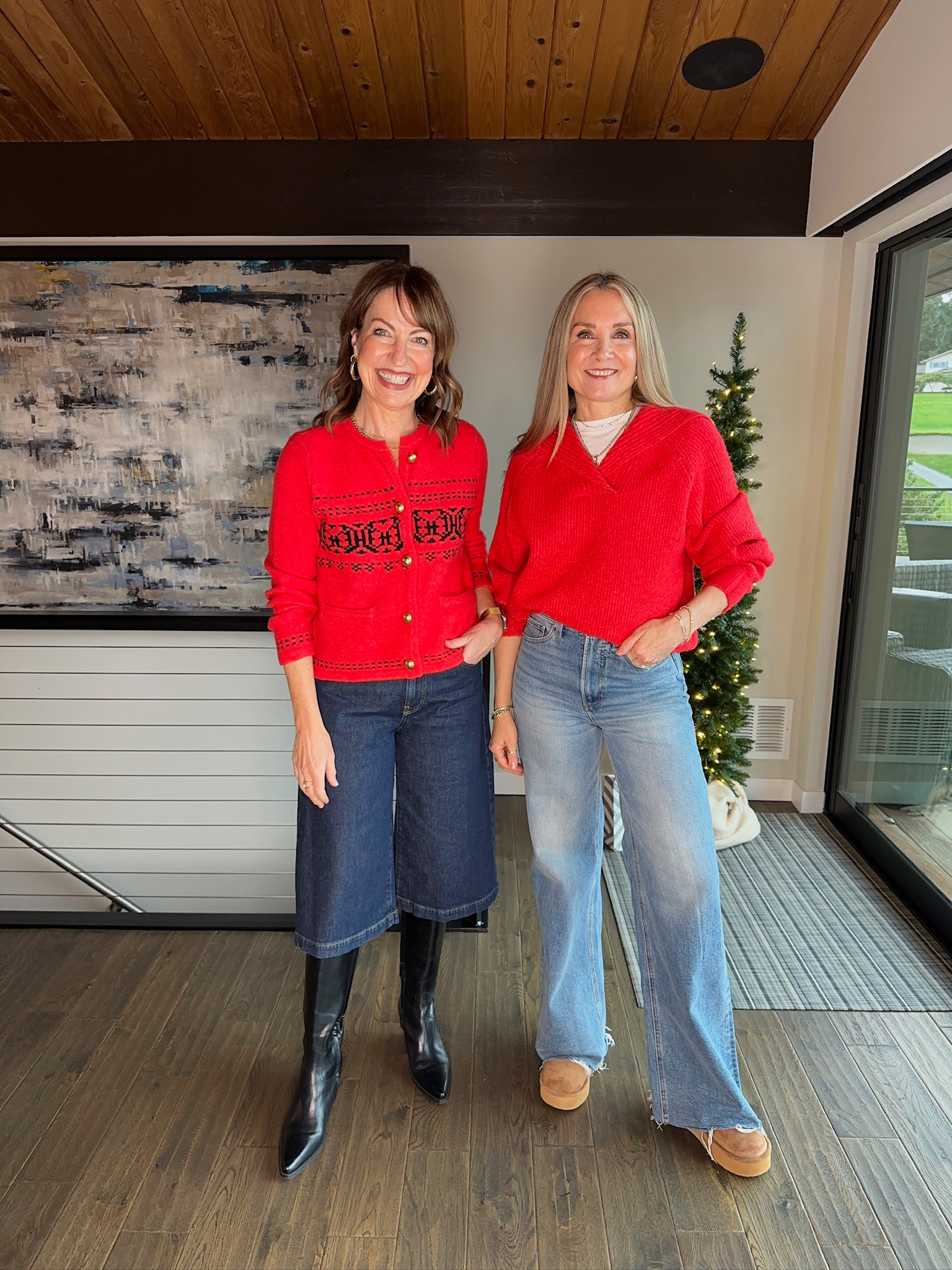 Cute festive sweaters for $28?! Yes please!! ❤️ Here's how we style our red sweaters in the winter!  

 #LTKootd #LTKSeasonal #LTKOver40