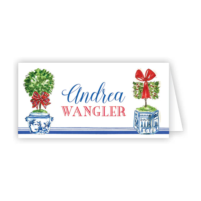 Handpainted Holiday Topiaries Place Card | Rosanne Beck Collections