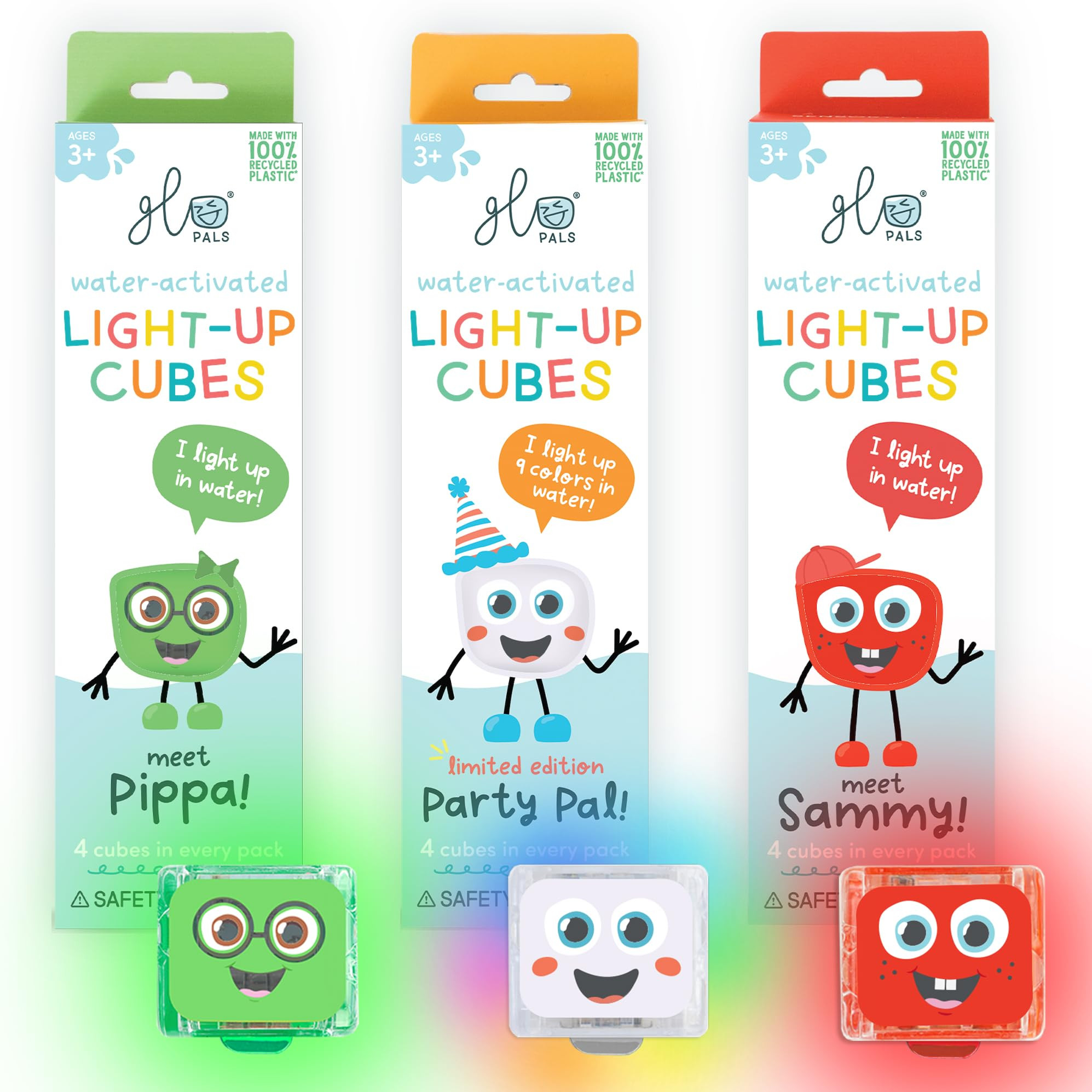 Glo Pals Water-Activated Light-Up Cubes Bundle for Sensory Play – 12 Pack (Holly Jolly) | Amazon (US)