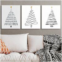 Christmas Trees Canvas Wall Art Print Set, Home Decor | Etsy (US)
