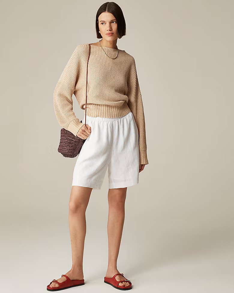 Ribbed funnelneck sweater in linen-cotton blend | J. Crew US