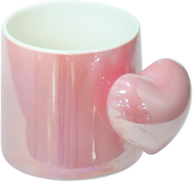 Koythin Ceramic Coffee Mug, Cute Creative Heart Shape Handle Mug Design for Office and Home, 8.5 ... | Amazon (US)