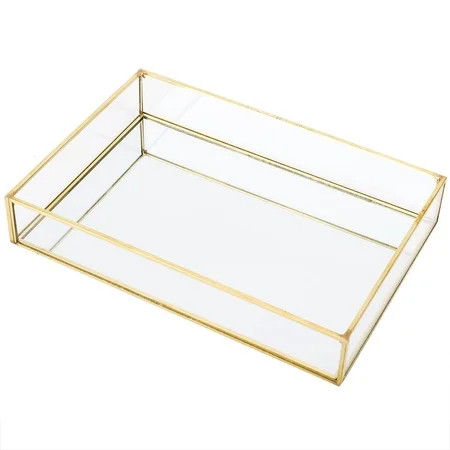 Karlge Makeup Bags Makeup Cases Vintage Metal Glass Storage Box Gold Tray Jewelry Cosmetics Display  | Walmart (US)