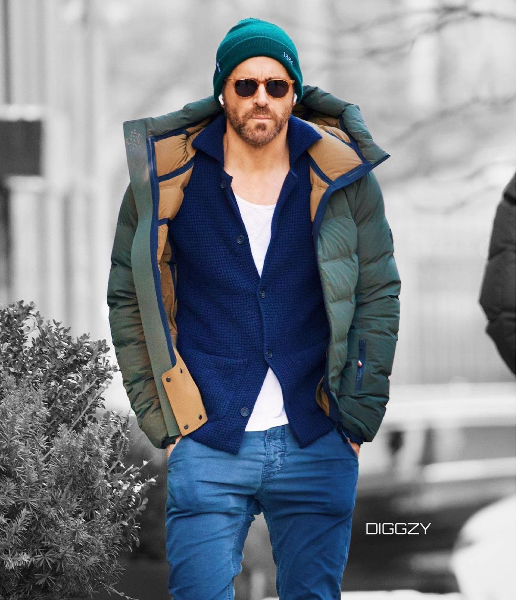 Ryan Reynolds wearing a Moncler jacket, Rubinacci cardigan, and Nudie Jeans chinos  

#LTKMens #LTKOver40 #LTKStyleTip