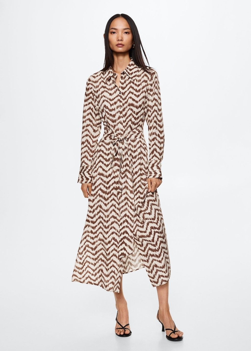 Printed shirt dress Brown Dress Dresses Animal Dress Dresses Summer Dress Outfits Business Casual | MANGO (US)