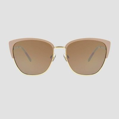 Women's Retro Browline Sunglasses - A New Day™ Beige | Target