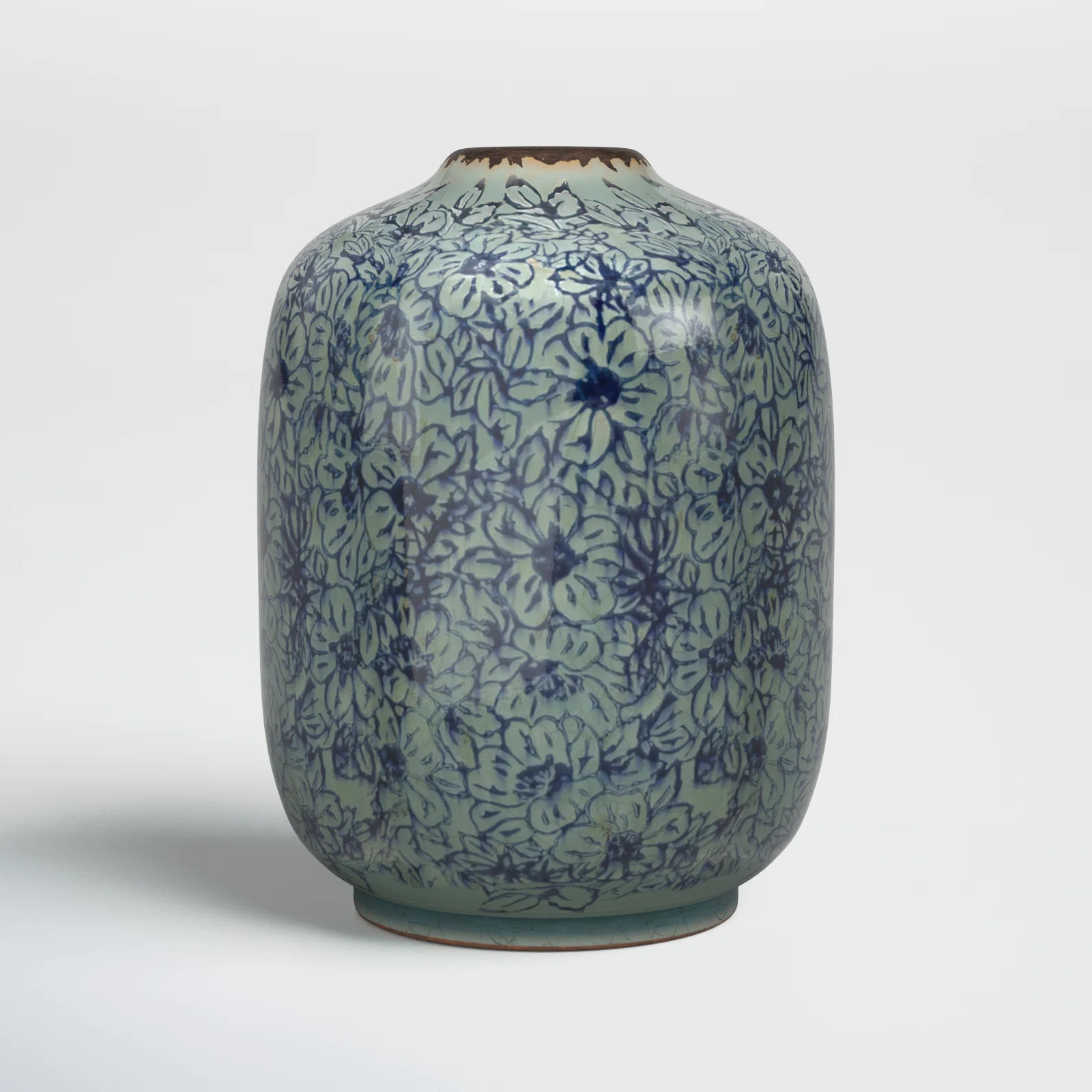 Birch Lane™ Shaila Vase With Floral Pattern, Distressed Blue & Reviews | Wayfair | Wayfair North America