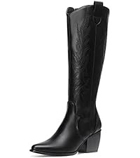 DREAM PAIRS Women's Embroidered Western Pull-On Knee-High Cowboy Boots | Amazon (US)