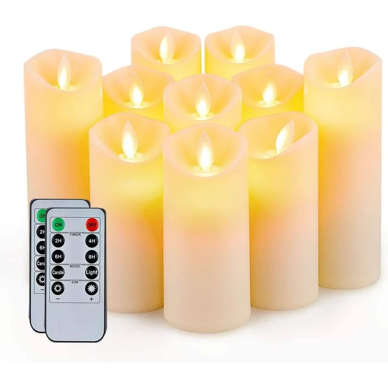 Merrynights 10PCS Flickering Flameless Pillar Candles, Battery Operqted LED Candles with Timer an... | Walmart (US)