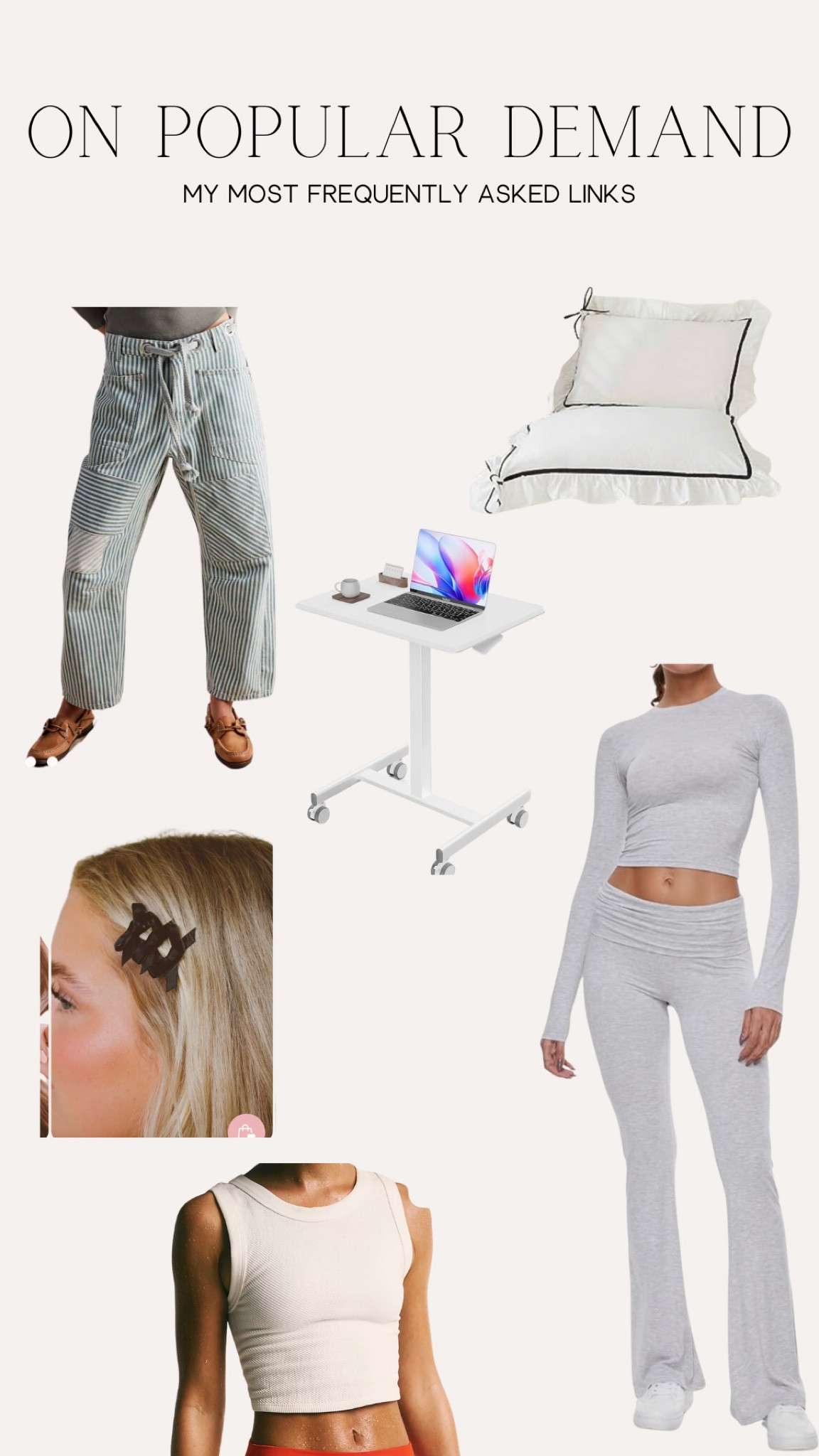 My best sellers 🤍✨

#bestselling #springfashion #rollingdesk #frillypillows #shams #viraljeans #hairaccessories

#LTKbeauty #LTKfindsunder100 #LTKstyletip
