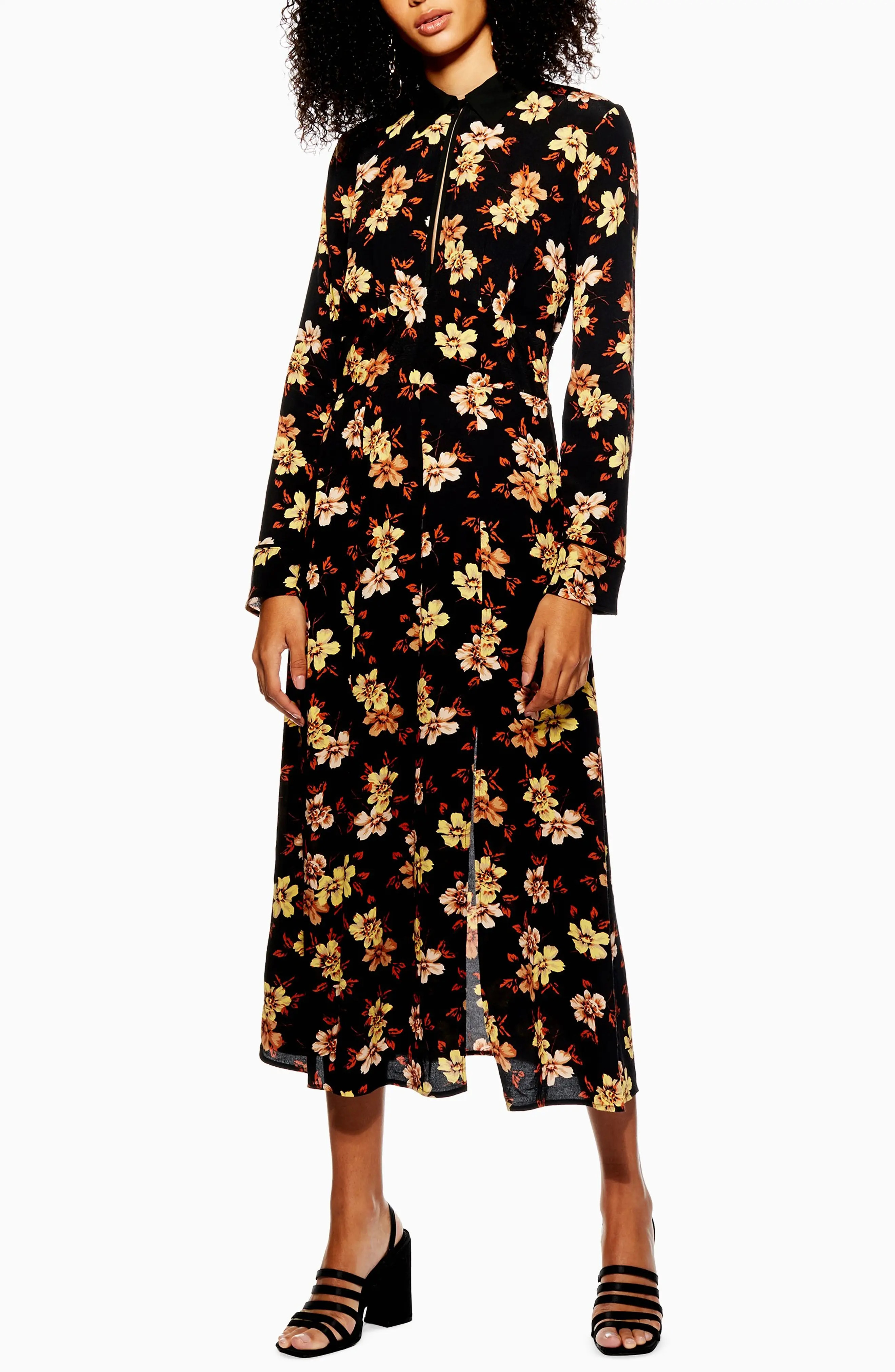 Topshop Autumn Floral Midi Dress | Nordstrom