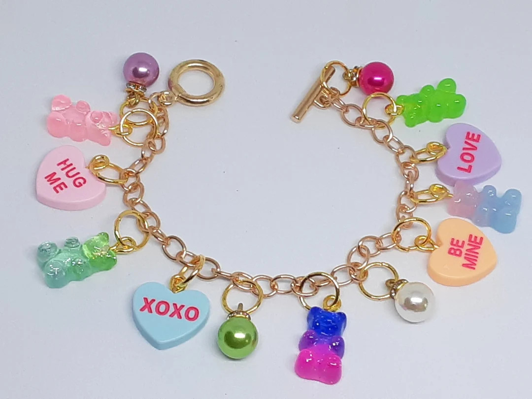 Conversation Hearts Charm Bracelet Valentine's Day Fun Jewelry - Etsy | Etsy (US)
