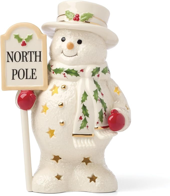 Lenox Figurine, Happy Holly Days North Pole Snowman Light-Up Figurine, Christmas Decorations, Chr... | Amazon (US)