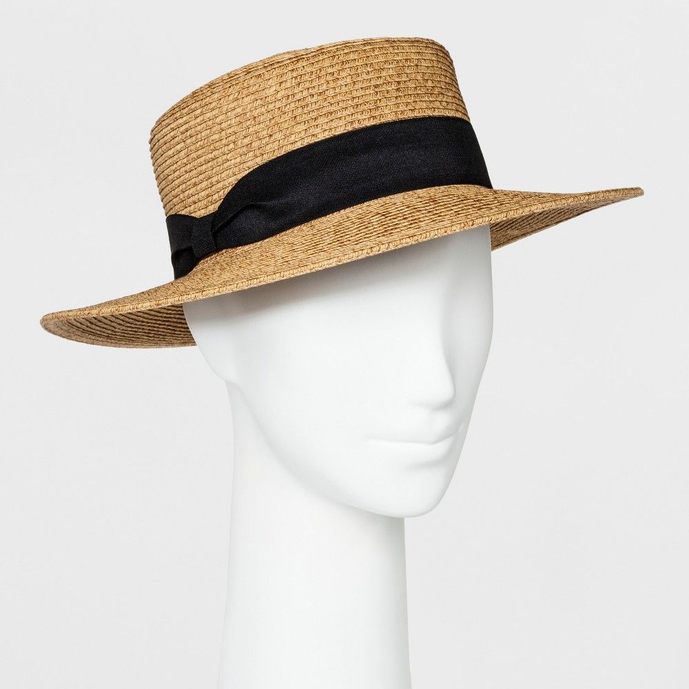 Women's Packable Boater Hat - A New Day Beige, Size: Small | Target