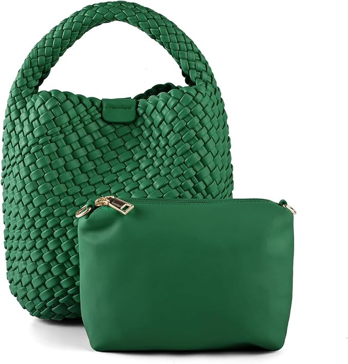 Woven Bag for Women Vegan Leather Tote Bag Travel Handbag and Purse Retro Handmade Trending Hobo ... | Amazon (US)