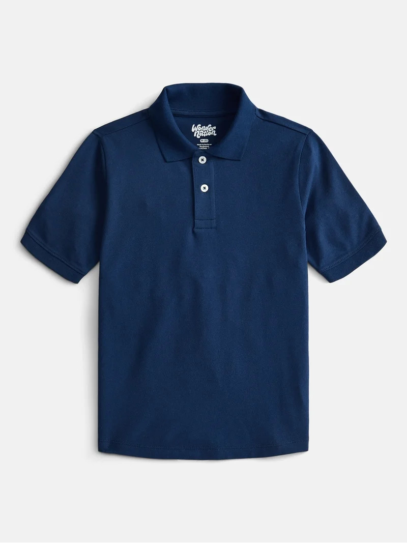 Wonder Nation Boys School Uniform Pique Polo Shirt with Short Sleeves, Size 4-18 | Walmart (US)